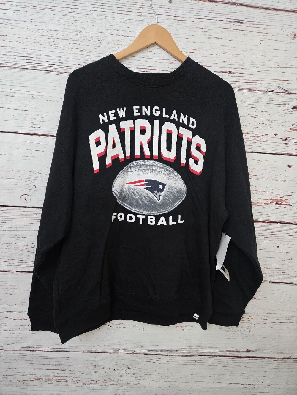 NWT ’47  England Patriots Black Womens Oversized Crewneck Sweatshirt Medium